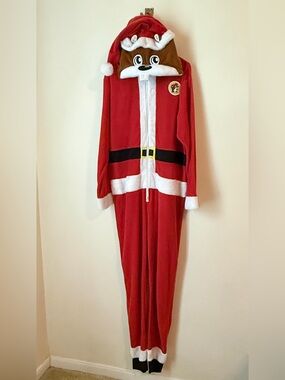 Adult S/M Buc-ee’s Beaver Santa Christmas Onesie with Hood